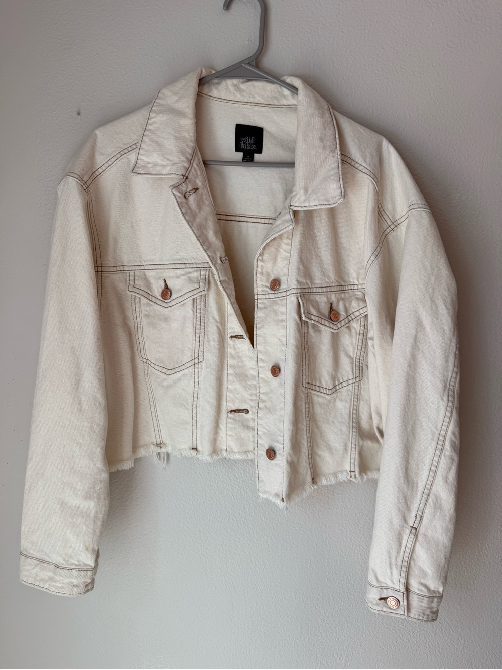 wild fable Ivory Cropped Denim Jacket